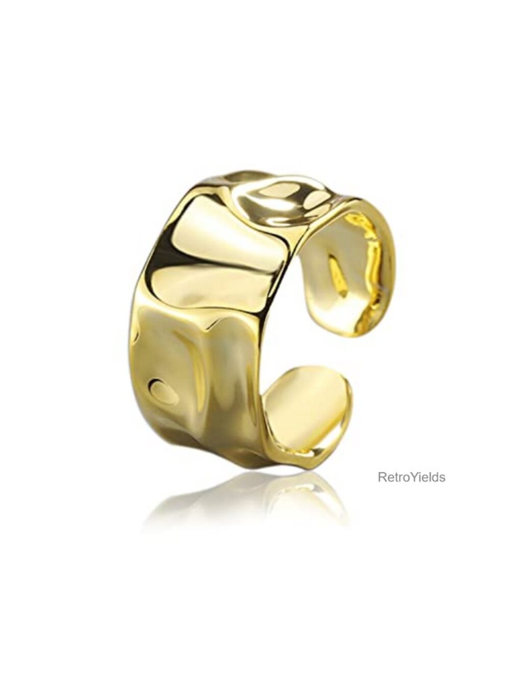 14K Gold Plated Open Ring Adjustable Chunky Statement Ring Minimalist